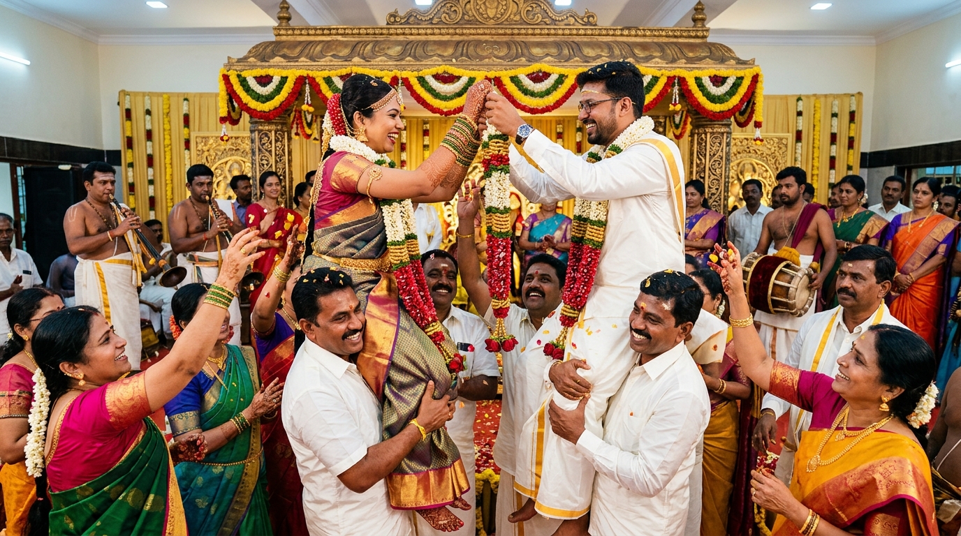 Tamil Maalai Maatral Garland Exchange by Tourists